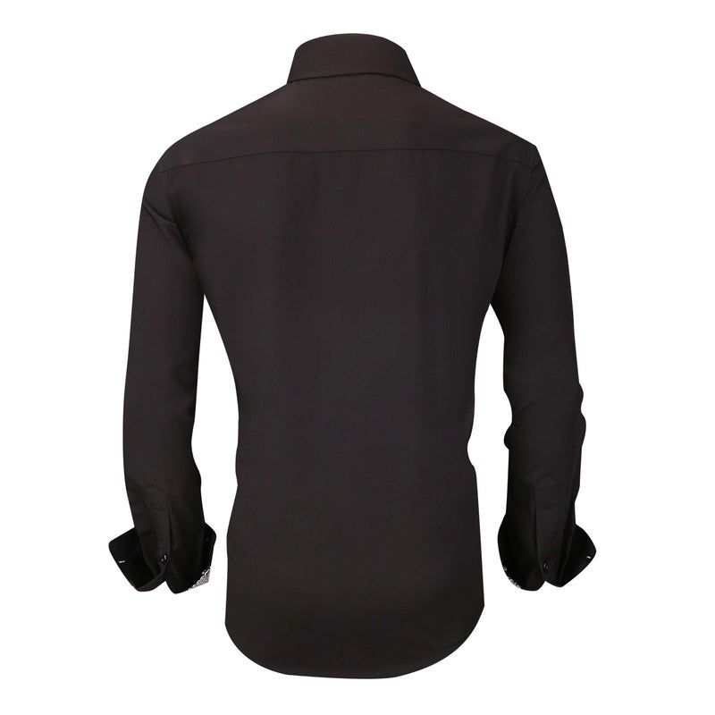 Alex Vando Mens Rayon Dress Shirts Wrinkle Free Regular Fit Stretch Button Down Shirt,Black,M - Image 2
